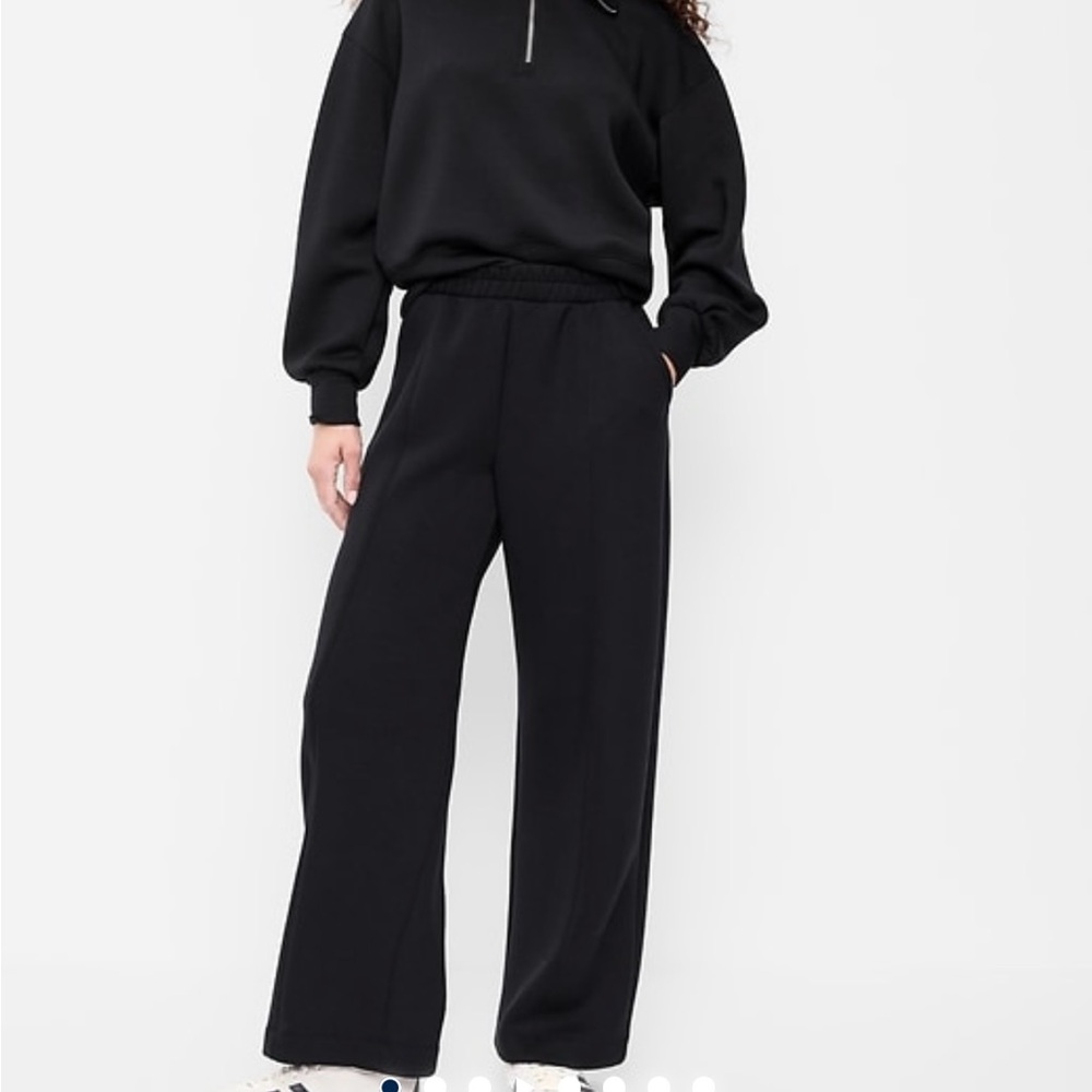 Black Wide-Leg Drawstring Waist Pants